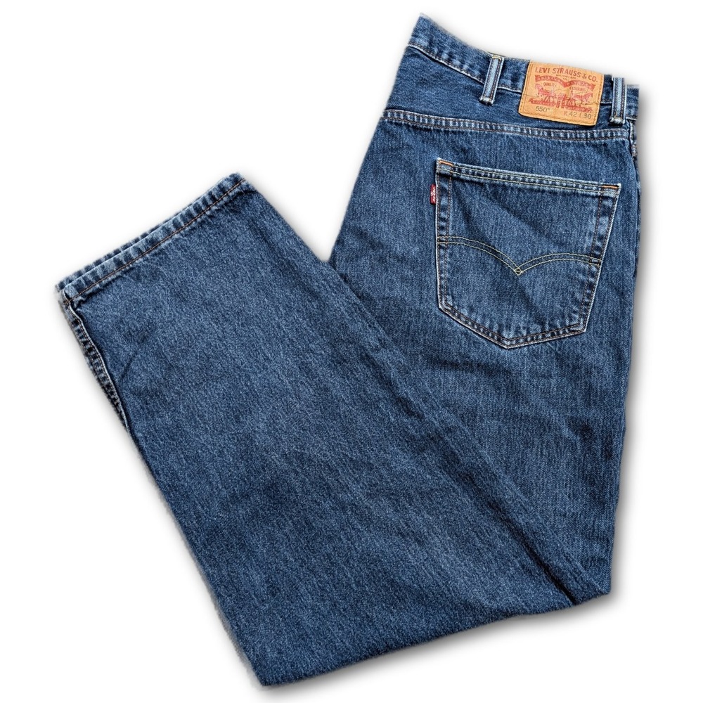 Levi's 550 Mens Jeans Blue 42x30 Relaxed Straight Denim Pockets Medium Fit W42
